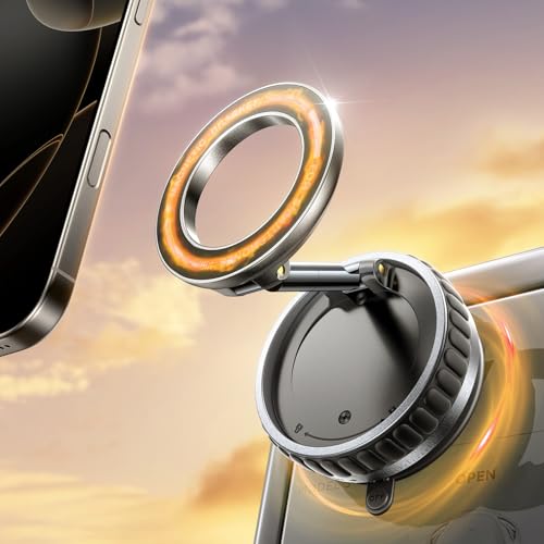 Image of Vacuum Suction Phone Mount for Magsafe, Magnetic Phone Holder for Your Car | 2026 Upgraded, 109+LBS Strongest Suction, 360 Adjustable Foldable, 24 N55 Stronger Magnets, for iPhone 17 /16 /15 /14 /13 /12