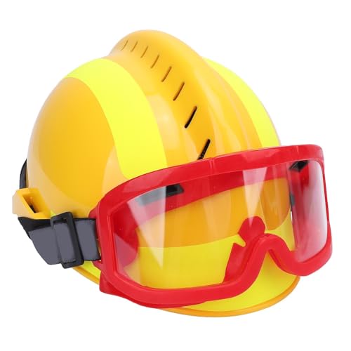 Casque de sécurité, Casque de sécurité pour Travaux en Hauteur, Casque de Sauvetage F2 avec Phare et Lunettes de Protection, pour Travaux D'urgence en Hauteur en Cas de (YELLOW)
