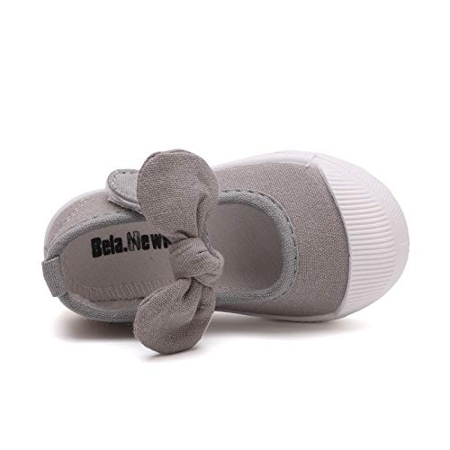 Peggy Piggy Girl'S Flower Bow Canvas Shoes Lightweight Sneakers Cute Casual Running Shoes(20308-Gray-29) Grey thumb #2