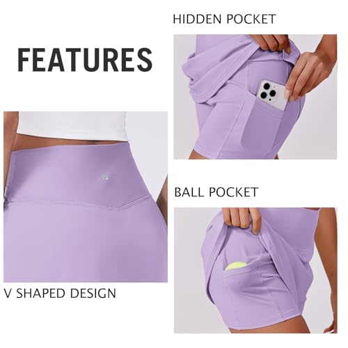 PINSPARK Womens Tennis Skirt High Waisted Golf Skort with 2 Pockets Stretchy Athletic Skirts for Workout Pickleball Running3