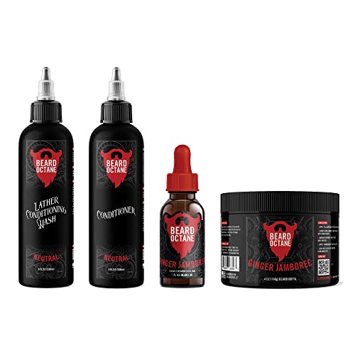Beard Octane Total Beard Grooming Kit - Ginger Jamboree - Beard Wash, Beard Conditioner, Beard Oil And Beard Butter - Premium All Natural Beard Care With Jojoba - Handcrafted In The Usa (Ginger Jamboree) #TOP23