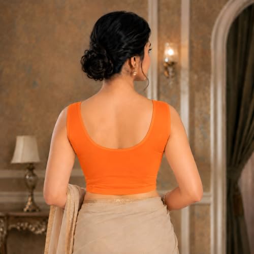 Image of Abhi Readymade Saree Blouse for Women- Sleeveless, Round Neck, Regular-fit, Stretchable, Pull-on Style Blouse
