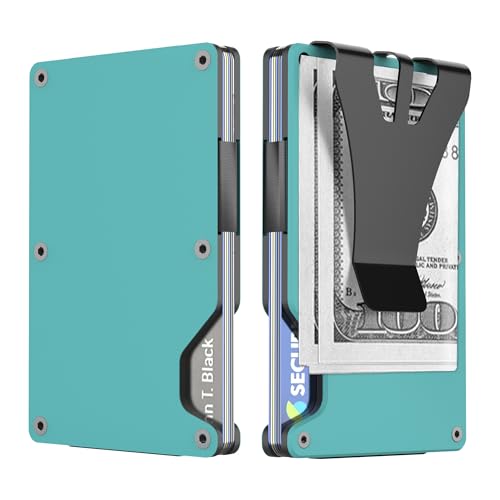 Men's Wallets，Slim Wallet for men，Wallet mens，Rfid wallet ，Card Wallet ，Metal Wallet for men, Credit Card Holder. (Mint Blue)
