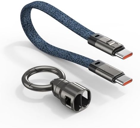 VAFOTON 240W USB C auf USB C Kabel Kurz 21CM, USB C Kabel Kurz mit Schlüsselanhänger, PD 3.1 Schnellladekabel USB Typ C Ladekabel, für MaBook Pro/Air, Laptops, 1Pad Pro,1Phone 16, Samsung