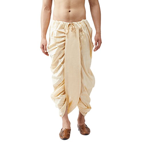 Image of SOJANYA (Since 1958 Mens Black Stitched Dupion Silk Dhotis, Size: Freesize