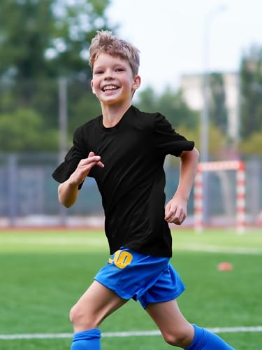 Image of Boys Neon Shirts Dry Fit Athletic T Shirts UPF 50+ Performance Cooling Shirt Short Sleeve Rash Guard Kids Top for Boys Girls