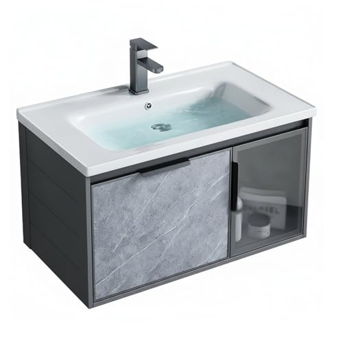 Mueble de baño con lavabo rectangular sobre encimera de fácil limpieza y 71x48cm 2