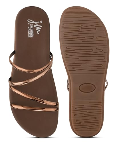 Image of JM LOOKS Women Minimalist Multi Strap Flat Sandals Daily Wear Comfort Open Toe Slip On Slides
