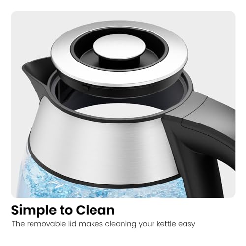 CHEFMAN Electric Kettle - 1.2L 1500W Hot Water Tea Pot with Infuser, BPA Free, Auto Shut Off, Boil-Dry Protection, Removable Lid, LED Light, Cordless Glass Electric Tea Kettle – Stainless Steel - image 8