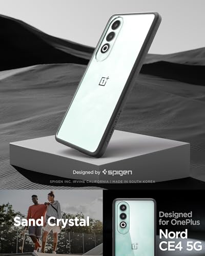 Image of Spigen Essential Sand Crystal | OnePlus Nord CE4 5G Case [Transparent] [Black Bumper] OnePlus Nord CE4 5G Back Cover | TPU+PC - Matte Black