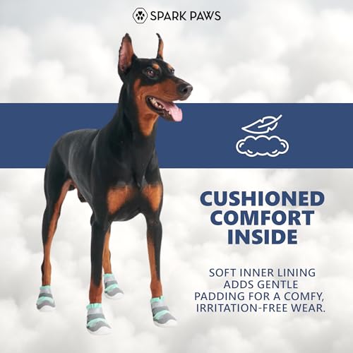 Image of Spark Paws Dog Shoes for Large Small Medium Dogs Breathable Dog Booties for Hiking, Summer Hot Pavement Paw Protectors for Non Slip Rubber Dog Boots for Outdoor (Turquoise, Size 8)