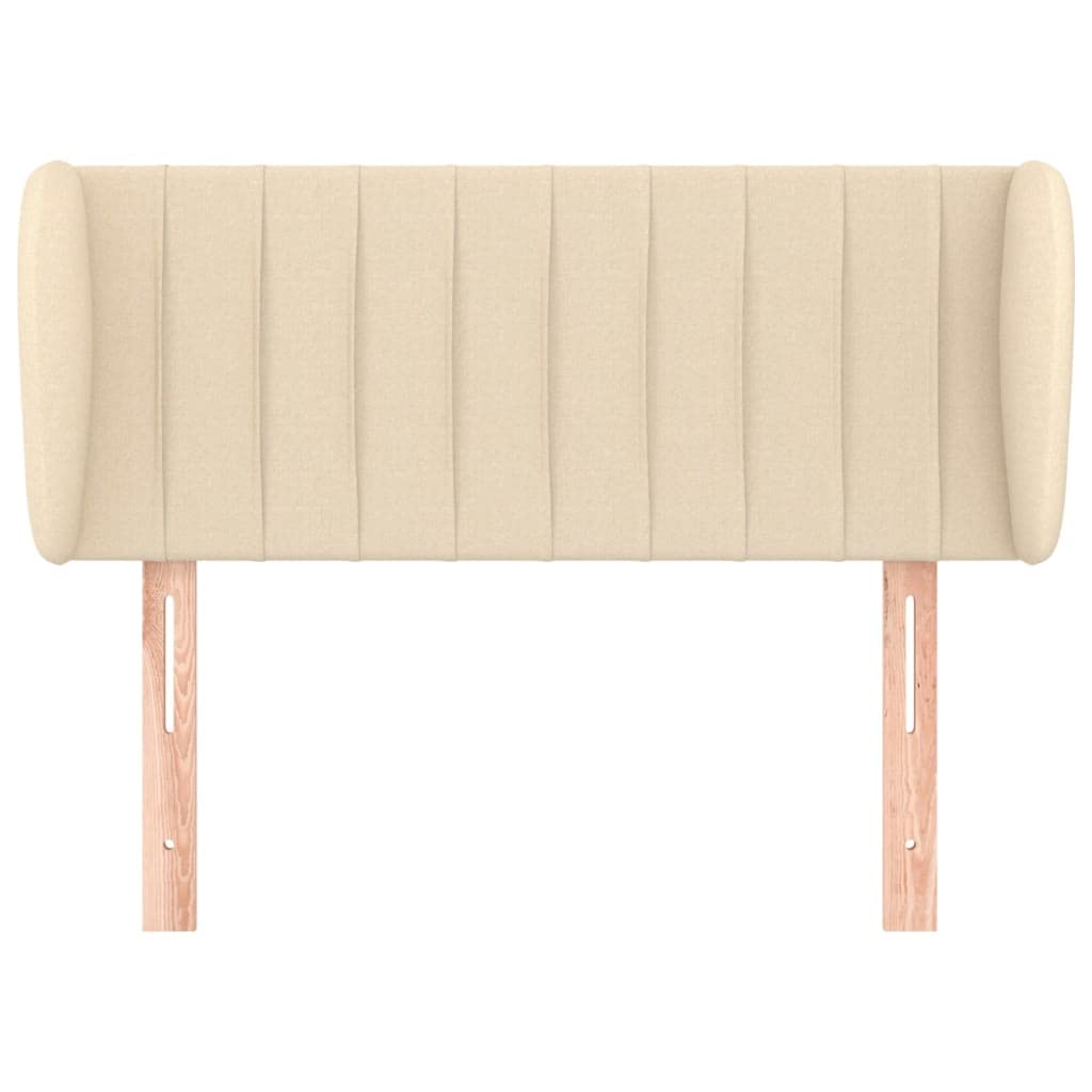 Cabecero de cama con orejas, color crema, 93 x 23 x (78/88) cm, altura ajustable, patas de madera, para dormitorio, apartamento, funda transpirable, cabecero tapizado moderno