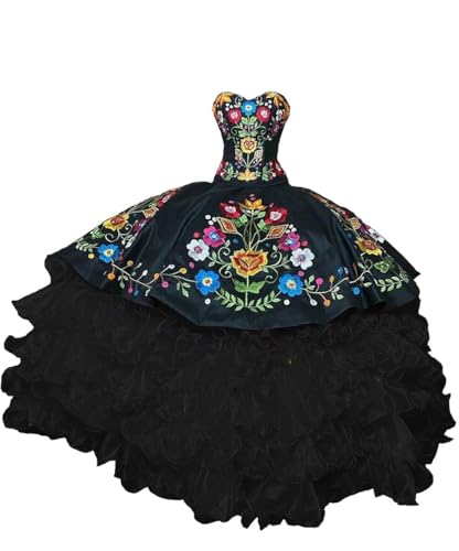 Ball Gown Puffy Embroidered Quinceanera Dresses Mexican Style Charro Sweet 16 Dress 2025