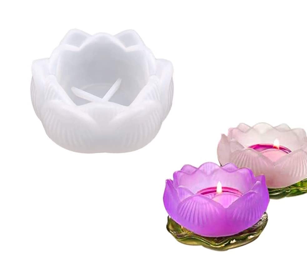 ARTOOL Lotus Flower Shape Tea Light Candle Mould for Resin Art Mold Creative DIY Tealight Candle Holder Set of 1 (C33)-image-8