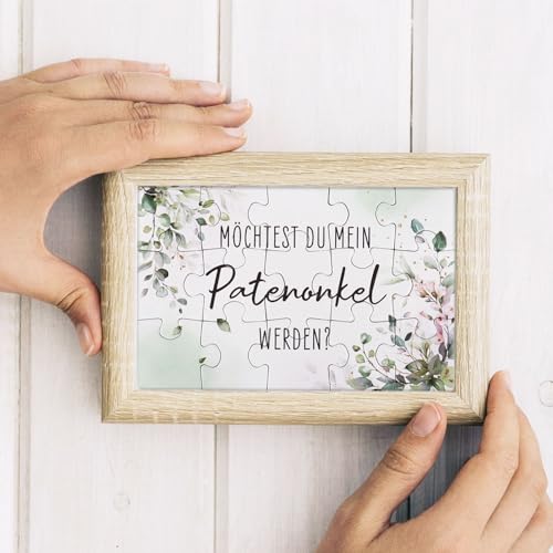 2* Puzzle Patentante und Patenonkel Fragen Möchtest du Meine Patentante Mein Patenonkel Werden Schwangerschaft verkünden Taufpatin Geschenk Taufpaten Fragen Geschenkideen für Geburt Taufe (Blume)