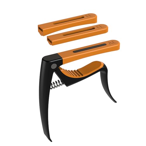 Guitar Clip Capo for 6-String Acoustic and Electric Guitars, Interchangeable Capo with Picks Holder (Orange)