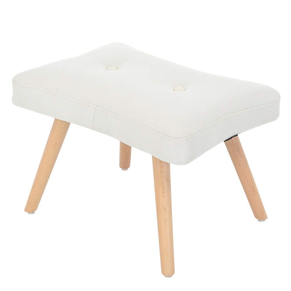 Pouf Carré en Tissu Blanc pour un Salon Cosy et Entrée Pratique