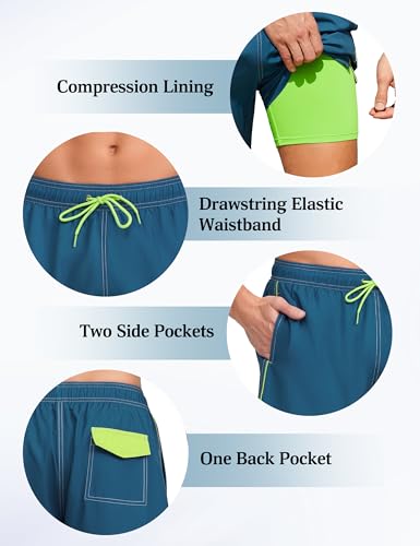 unitop Mens Swim Trunks with Compression Liner Quick Dry Beach Board Shorts with Pockets3