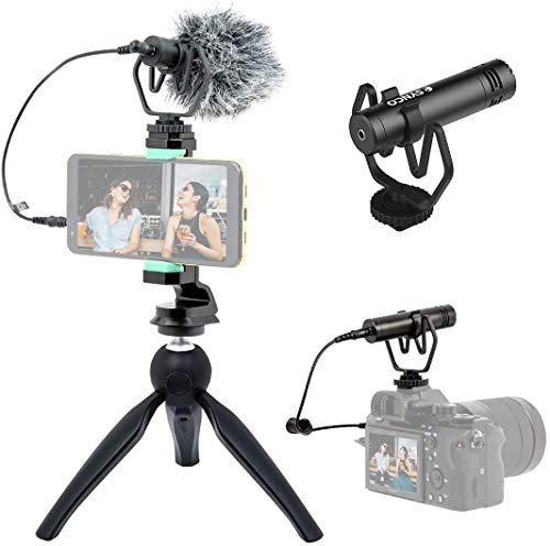 SYNCO M1P Microphone with Tripod for Smartphone, Video Shotgun Cardioid Mic Tripod Rig Holder Kit for iPhone Samsung Huawei