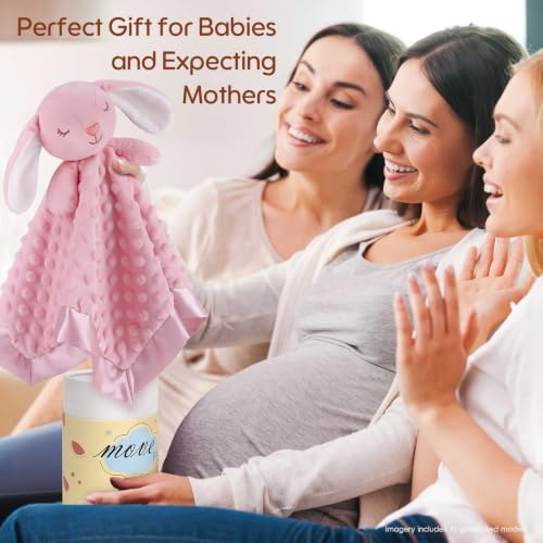 Image of Loveys for Babies, Soft Baby Security Blanket Lovies for Babies, Stuffed Animals Blankie for Newborn Infant with Baby Snuggle Toy, Gilrs Gifts Pink Bunny Security Blanket 16 Inch