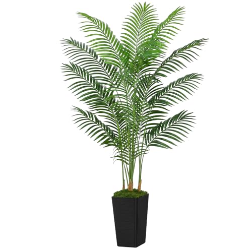 UPBUD Artificial Palm Tree, 6FT Large Fake Tropical Areca Palm Plant with Black Tall Pot...