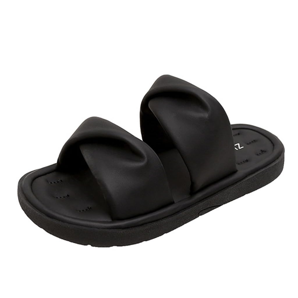 Zapatillas para Mujer Verano Al Aire Libre, Nuevas Zapatillas Suaves Ropa Exterior Parte Inferior Plana Fregona De Una Palabra Sandalias Cómodas(Nero,37 EU)
