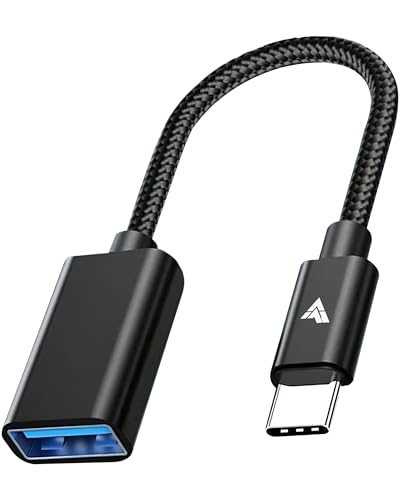 Image of DR VAKU Type C to USB A 3.0 OTG Cable Adapter Connector Fast Charging Data Transfer Cord Speed Upto 4.8 GBPS Nylon Braided for iPhone 17 /15 /16 Laptops, Smartphone & Other Type C Devices- Black