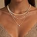WomenGifts Layered Gold Necklaces for Women, 14K Gold Plated Dainty Cute Pendant Necklace Jewelry Set, Chunky Stackable Cuban Chain Choker Collar, Trendy Waterproof Non Tarnish Jewelry Gift