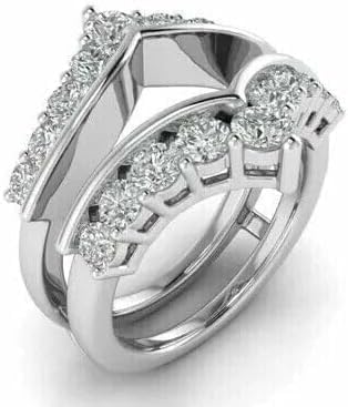 Drizzle Jewels 3 Carat Round Cut Lab Created Diamond Ring Guard Enhancer, 14k White Gold Plated, Channel-Set Wedding Band