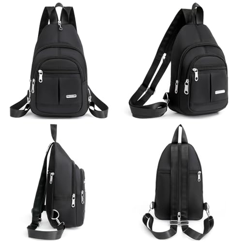 O-TBOST Convertible Backpack for Women Small Sling Bag Waterproof Nylon Chest Bag Casual Daypack (Black)4