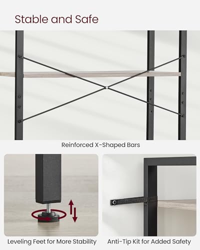 Image of VASAGLE 6-Tier Bookshelf, Bookcase with Steel Frame, Book Shelf for Living Room, Home Office, Study, 11.8 x 31.5 x 73.2 Inches, Industrial Style, Heather Greige and Ink Black ULLS082B02