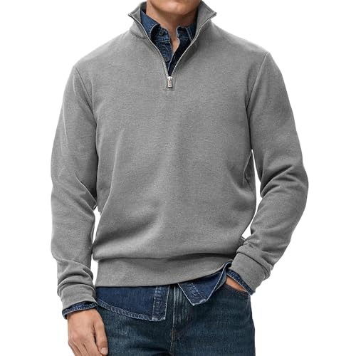 Pull doux homme col montant zippé coupe ajustée pour éliminer l'inconfort des mailles lourdes