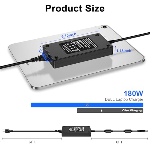 Image of 180W AC Charger Fit for Dell G7 15 17 7588 7590 7790 G5 15 G3 15 17 5515 3579 3779 Laptop Power Adapter Cord Compatible with Dell Dock WD19 WD15 Business Thunderbolt /Universal Docking Station