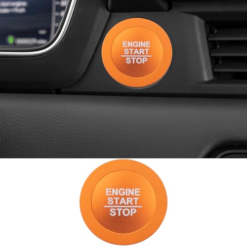 Image of for Honda 2026 Passport /2026 Pilot Interior Accessories, Aluminum Alloy one-Button Start Cover /Ring, air Conditioning knob, 5-piece Set (Orange)