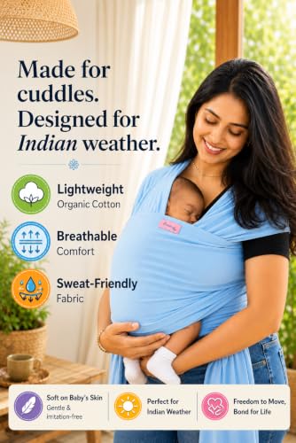 Image of Snoozy Kangaroo Baby Wrap Carrier - Soft Stretchy Newborn Sling, Ergonomic Hands-Free Infant Carrier for Kangaroo Mother Care