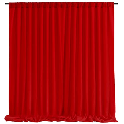 Image of Red Backdrop Curtains 2 Panels 5ft x 10ft Polyester Photo Backdrop Drapes for Wedding Christmas Party Decorations