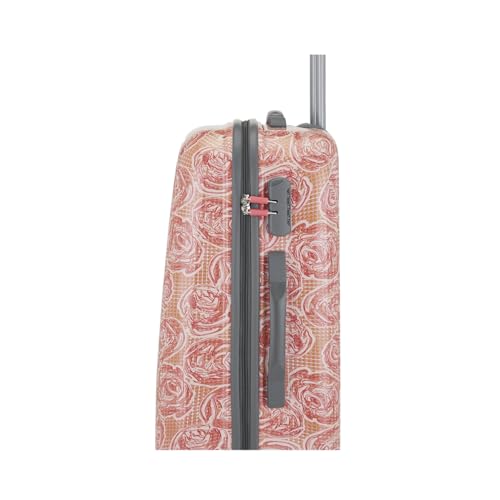 Image of Genie Rose 55cm Trolley Bag,Hard Side 8 Wheel Cabin Luggage- Pink, Printed, Travel Bag for Women