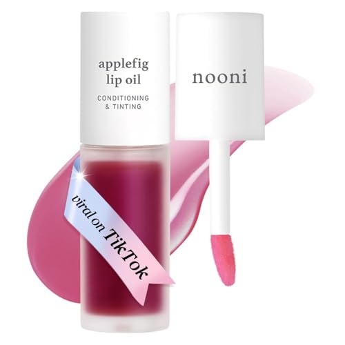 Image of NOONI Korean Lip Oil - Applefig | Long-Lasting, Moisturizing, Plumping, Revitalizing for Dry Lips, Waterproof, No Peel Off, Hydrating, Nourishing Crystal Clear Lip Stain, 0.12 FL Oz