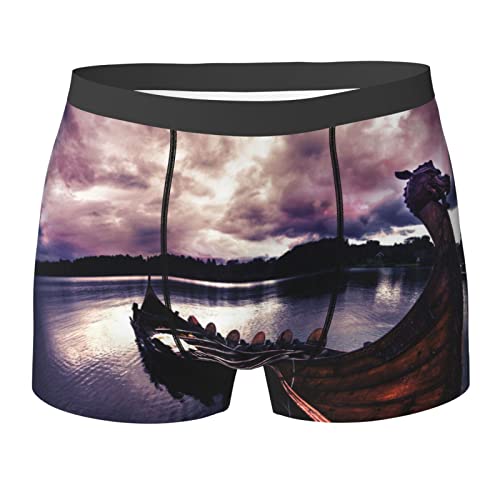 LOKGIE Vikings Boat Boxer micro-stretch pour homme, Noir , M-XXL