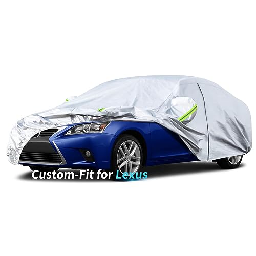 Image of Custom-Fit for Lexus Car Cover, 7 Layers Car Cover Waterproof All Weather for Automobiles, Outdoor Full Cover Rain Sun UV Protection with Zipper (for Lexus CT)