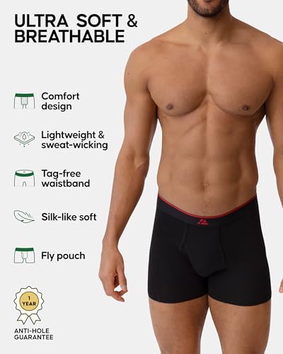 Image of DANISH ENDURANCE 3 Pack Bamboo Viscose Boxer Briefs, Breathable Men's Underwear