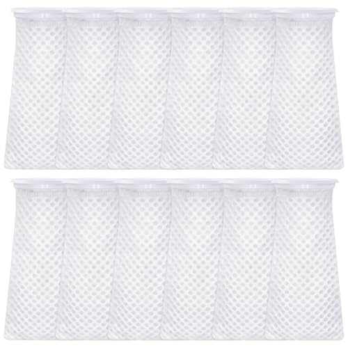 Erthskda 12 Pack Filter Socks Reusable 4 Inch 3D Honeycomb Mesh Filter Bags for Aquarium Sump Saltwater and Freshwater Fish Tank Reef Tank White