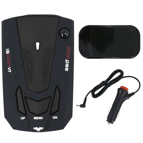 Car Radar Detector - 360° Full Band Detection with Voice Alert, False Alert Filter & Waterproof Design, for Highways/Daily Driving, Long-Distance Tracking, LED DisplayOC16 Black