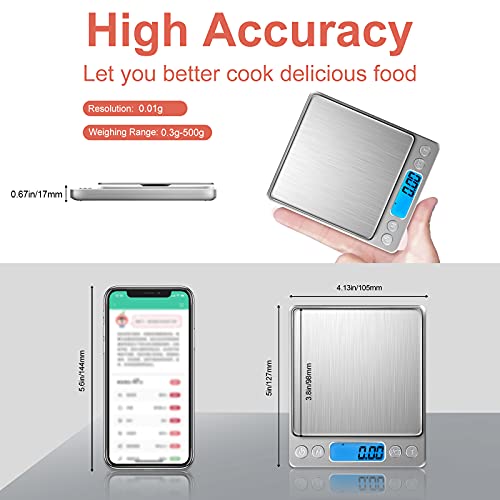 Food Scale Small Gram Scale Digital Gram And Ounce Scale, Usb Rechargeable 0.01G/0.001Oz Accurate, Meiya Kitchen Scale For Soap Making, Jewelry, Baking, Tare Function, Including Battery And 2 Trays #TOP5