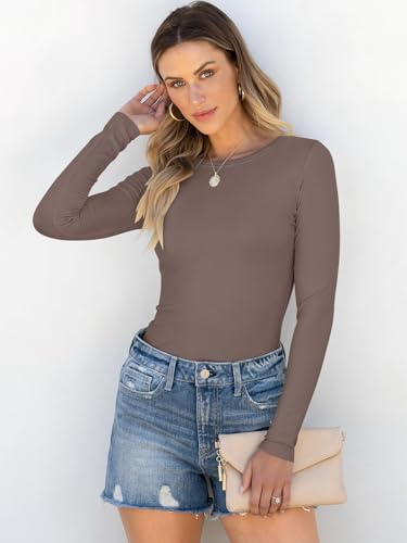 Image of ANRABESS Women Long Sleeve Shirts Rib Knit Slim Fit Tops Basic Tee Spring Outfits Casual T-Shirt Underscrubs Layer Clothes