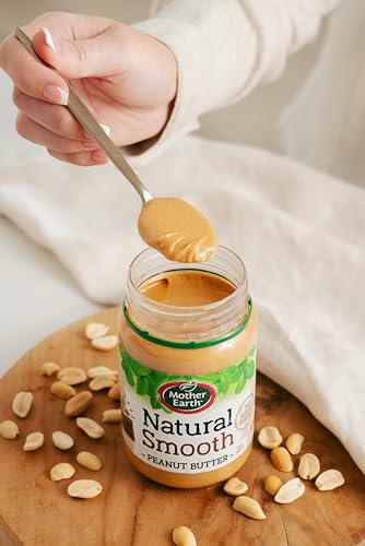 Mother Earth Natural Smooth Peanut Butter, No Added Sugar, 380 gms - Vegan Friendly & a Nutritious Source of Protein, Product of New Zealand