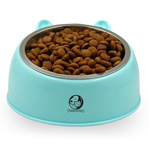 Image of Foodie Puppies Elevated Cat Bowl - (Oblique, Blue) | 15 Tilted Bowl Food & Water Drinking Feeder with Non-Skid Base | Durable, Anti-Vomiting, Stress-Free Bowl Suitable for Cats, Puppies & Small Dogs