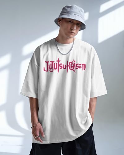 Image of Jujutsu Kaisen Anime T-Shirt, Black Cotton, Oversized Graphic Print, Unisex. Round Neck gojo satoru Tshirt Black Half Sleeves Pure 100% Cotton