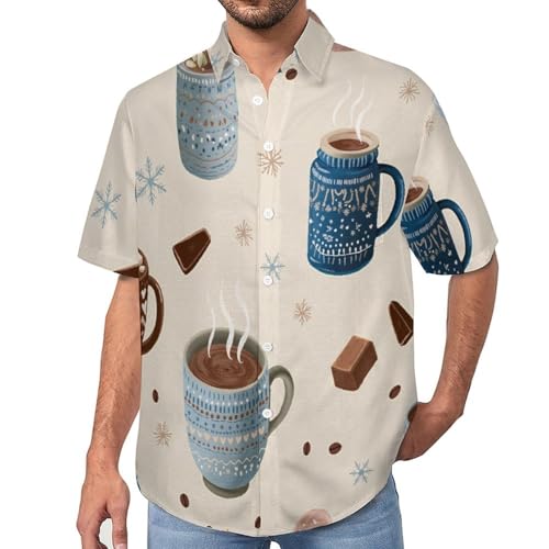 Camisa de vacaciones de manga corta para la playa con diseño café