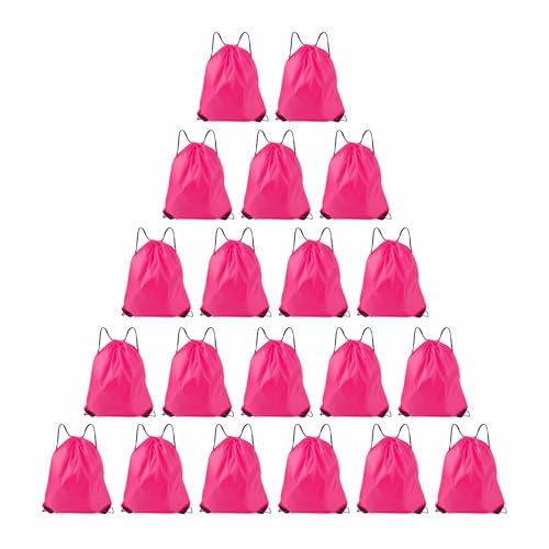 Drawstring Backpacks, 20 Pack Bulk Drawstring Bags, Cinch Bags for Outdoor Sports,travel storage bag,gift bag- Fuchsia